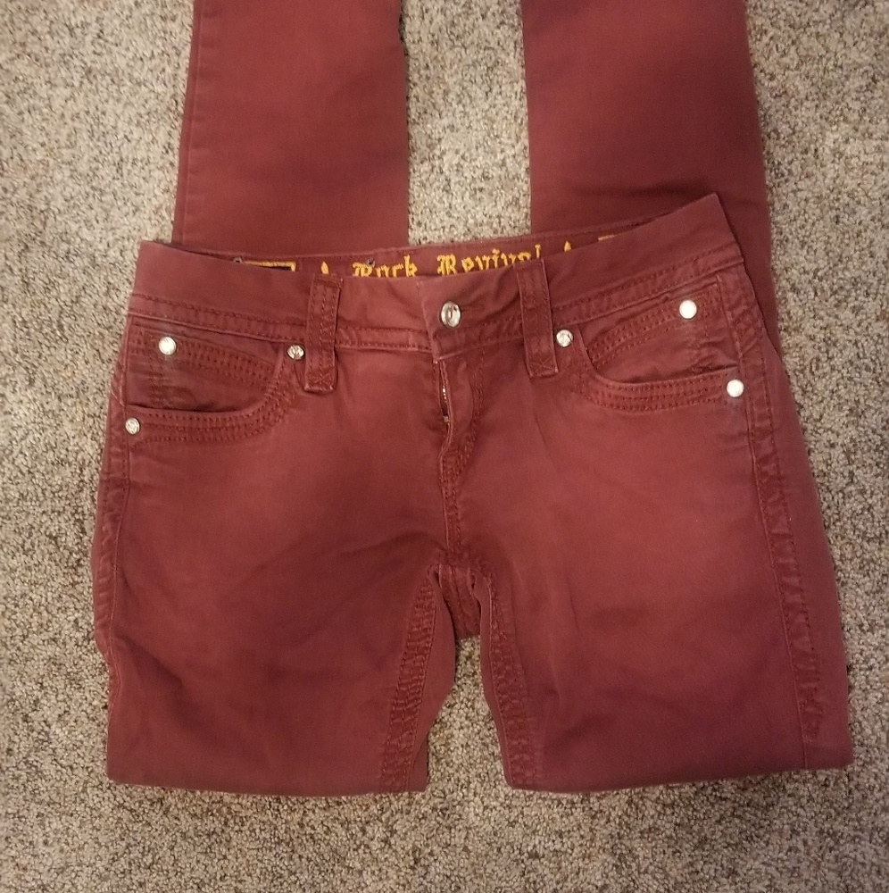 Rock revival maroon Liz Skinny jeans